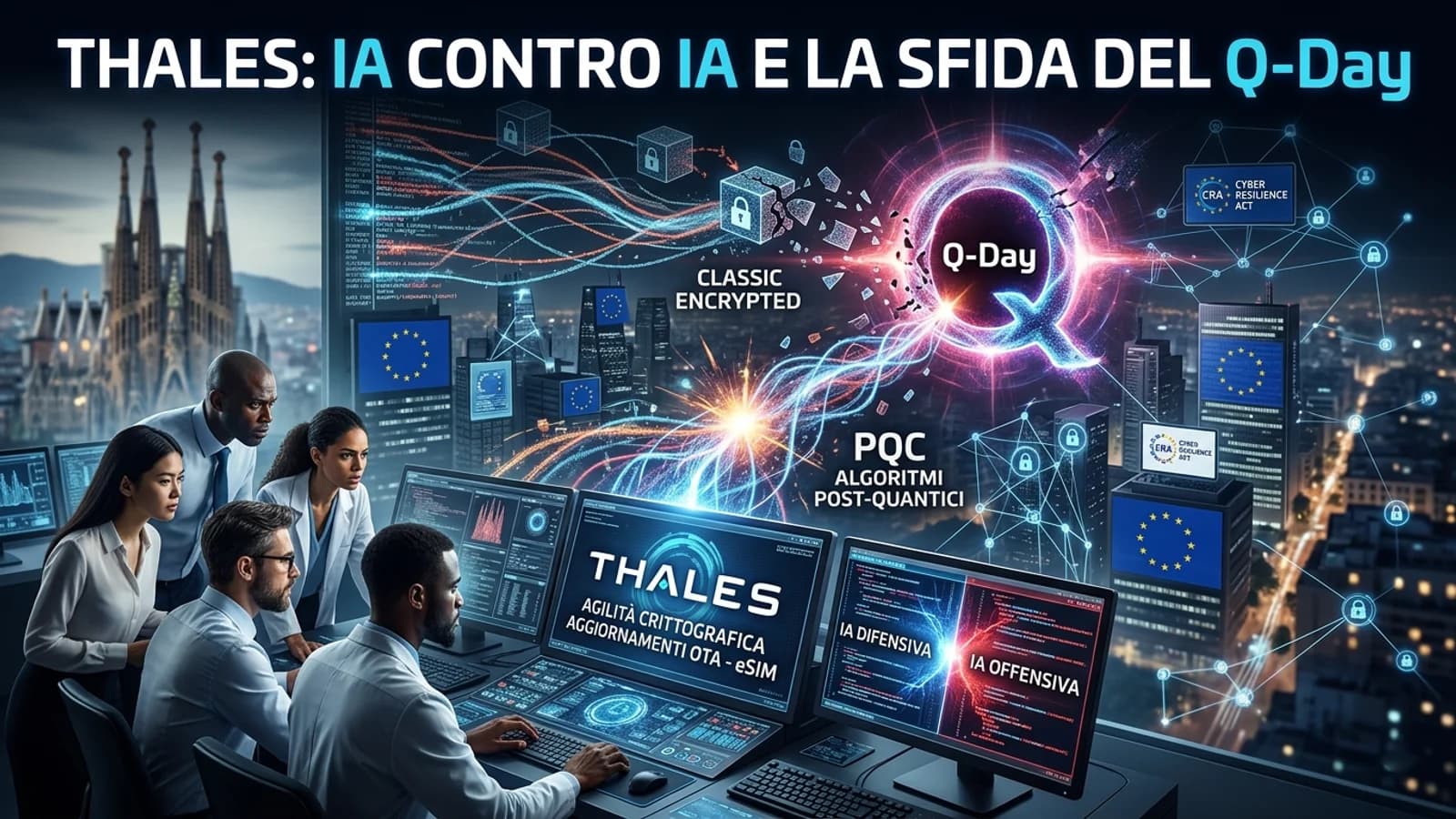 La minaccia quantistica non è un problema del futuro, ma del presente. Thales evidenzia come la superficie di attacco si sia espansa con la proliferazione di oggetti connessi. La soluzione proposta è l'agilità crittografica: un sistema che permette di sostituire gli algoritmi vulnerabili via etere (OTA) su SIM ed eSIM, rendendo i dispositivi "resistenti ai quanti" senza interventi fisici. Con l'arrivo del Cyber Resilience Act nel 2027, la sicurezza diventerà un requisito obbligatorio per ogni oggetto venduto nell'UE. Non è più solo questione di password, ma di far mutare le nostre difese velocemente quanto i virus che le attaccano.