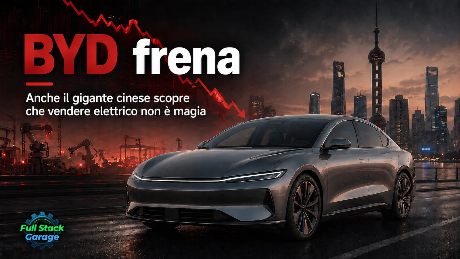 SUV BYD grigio scuro in una copertina dedicata al rallentamento delle vendite elettriche.