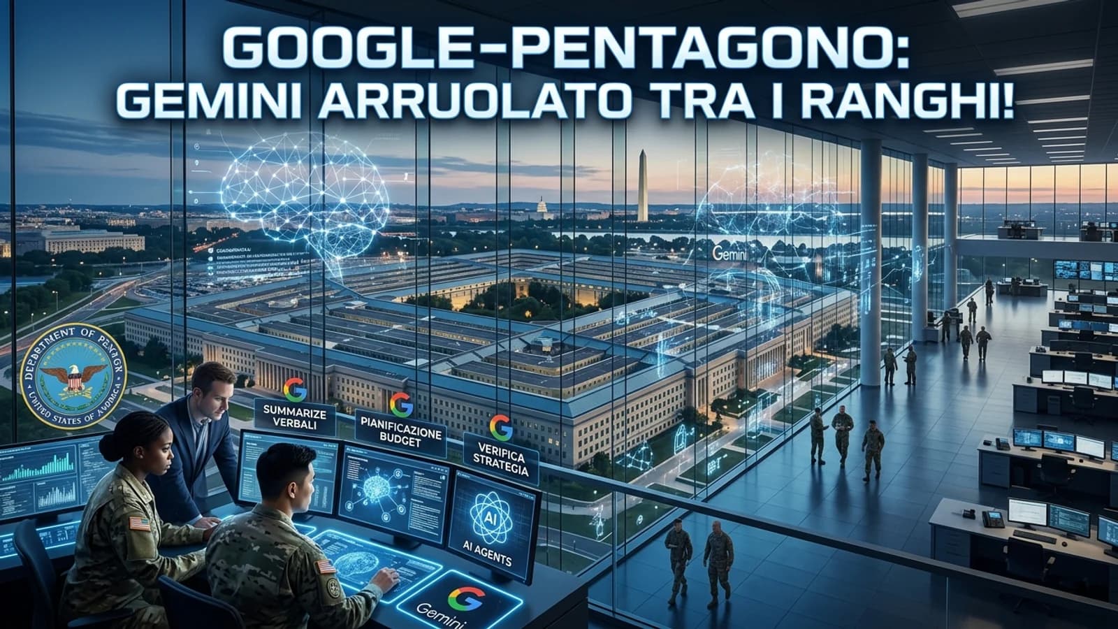 Il ritorno di Google nel settore bellico segna un cambio di rotta storico. Attraverso il portale GenAI.mil, l'IA gestisce già milioni di documenti, ma il vero salto di qualità sono gli 8 agenti preconfigurati capaci di pianificare strategie in linguaggio naturale. Mentre il Pentagono spinge per portare Gemini anche sulle reti segrete, emerge un problema di "human-in-the-loop": la tecnologia è così veloce che il personale militare non riesce a stare al passo con la formazione. Tra modifiche ai principi etici aziendali e la competizione con OpenAI e xAI, la corsa agli armamenti digitali ha ufficialmente superato il punto di non ritorno.