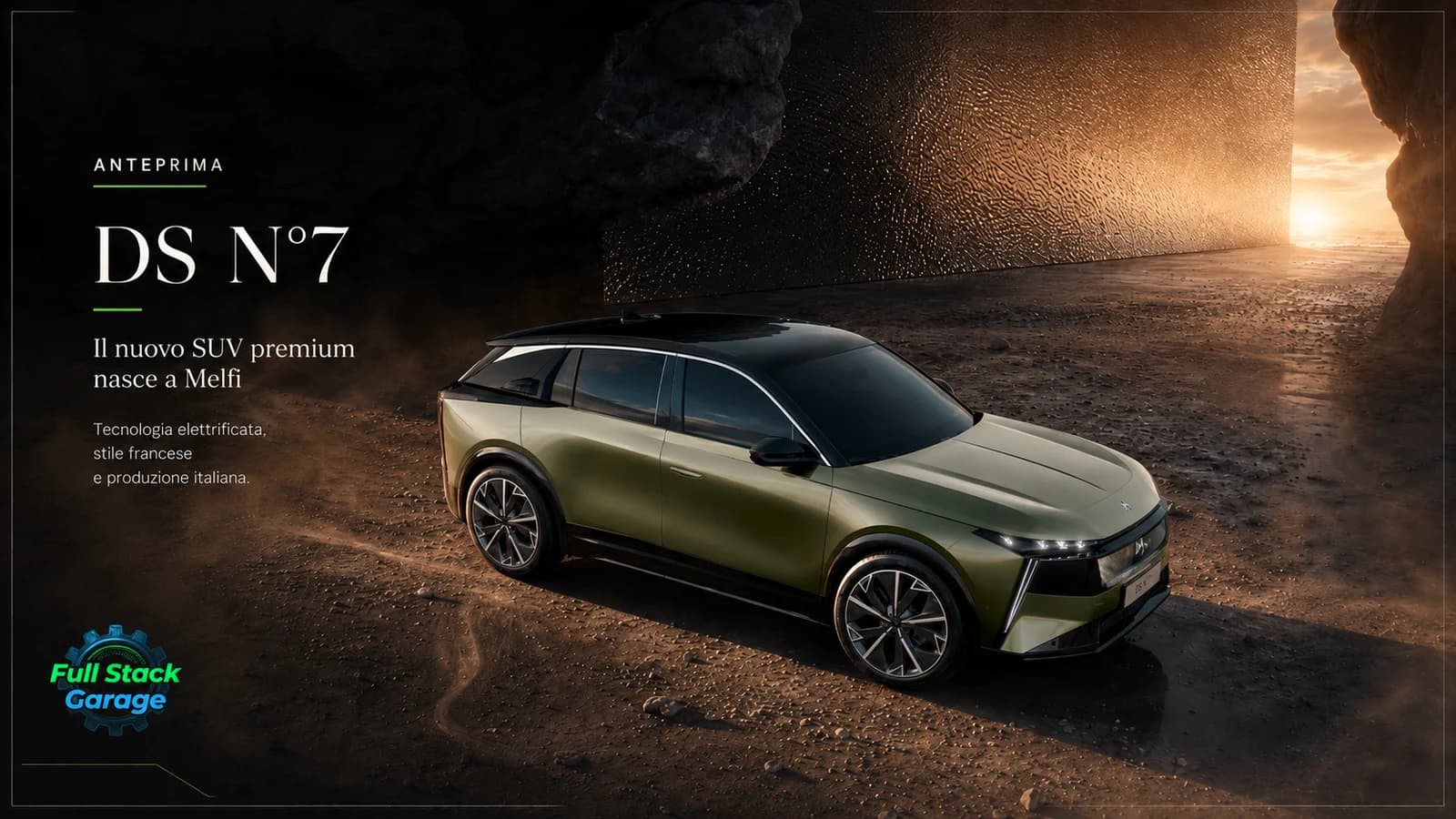 SUV DS N°7 grigio chiaro su sfondo di architettura contemporanea.
