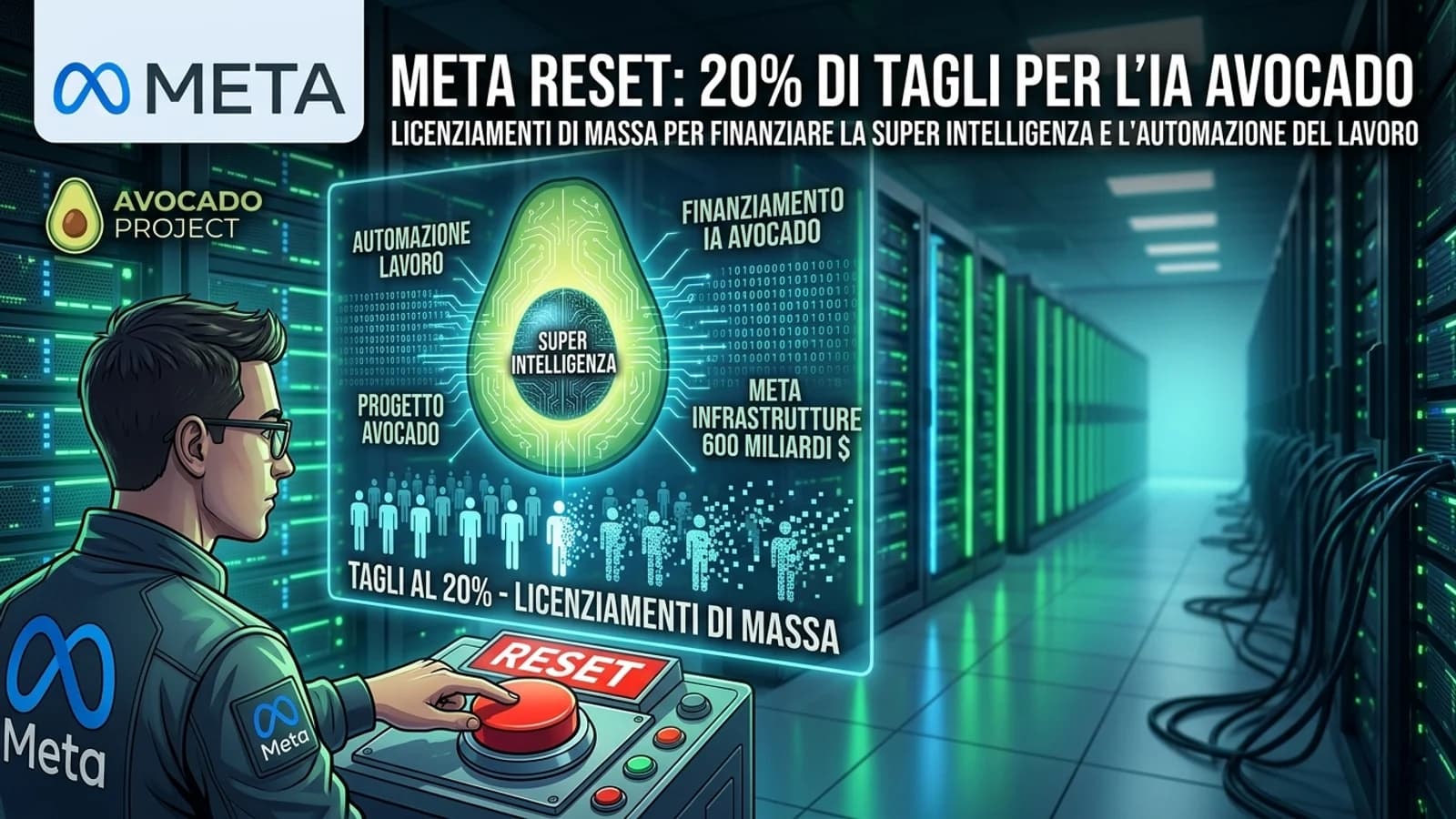 Zuckerberg sta trasformando Meta in un'entità ultra-snella. Entro il 2028, l'azienda prevede di investire 600 miliardi di dollari in infrastrutture, tagliando drasticamente il personale umano per puntare tutto sul progetto Avocado. Dopo i passi falsi di Llama 4 e il fallimento di Behemoth, Meta cerca il riscatto con un'automazione che permetterebbe a un singolo utente di gestire il lavoro di intere squadre. Tuttavia, i primi test di Avocado non convincono ancora: il rischio è quello di sacrificare il talento umano per un'intelligenza artificiale non ancora pronta a dominare il mercato. Un azzardo che sa di "tutto o niente".