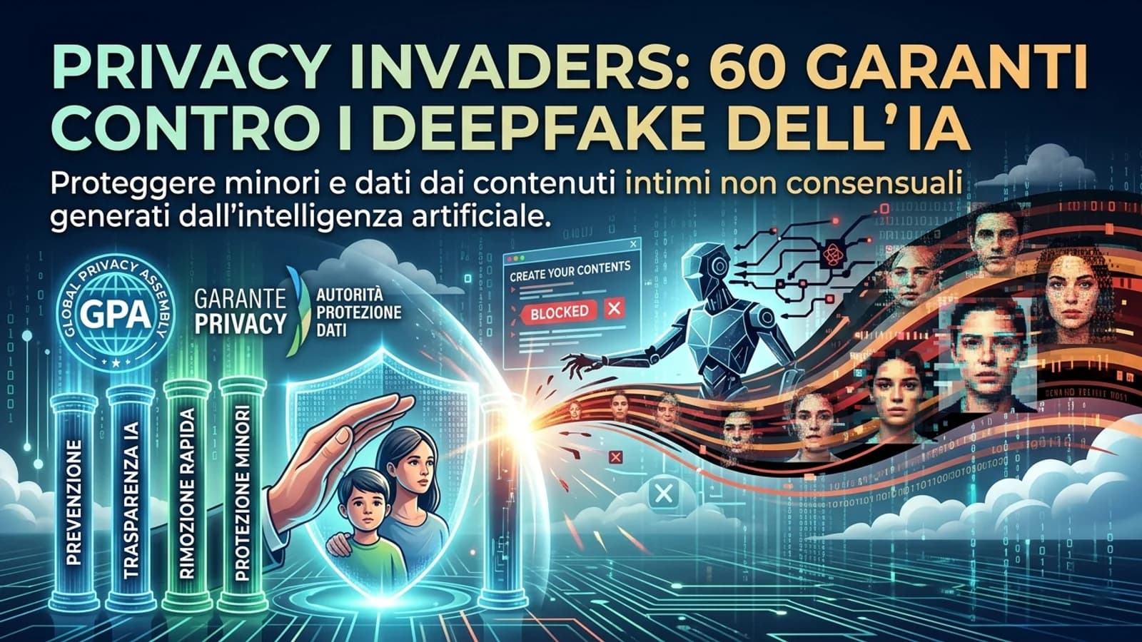 Infografica sui deepfake e le iniziative di sessanta autorità di protezione dei dati.
