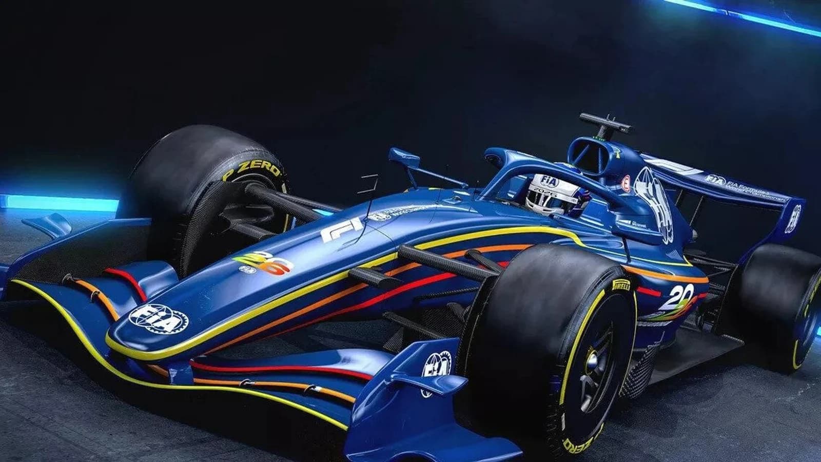 Monoposto di Formula 1 blu e nera in un'immagine dedicata alla stagione 2026.