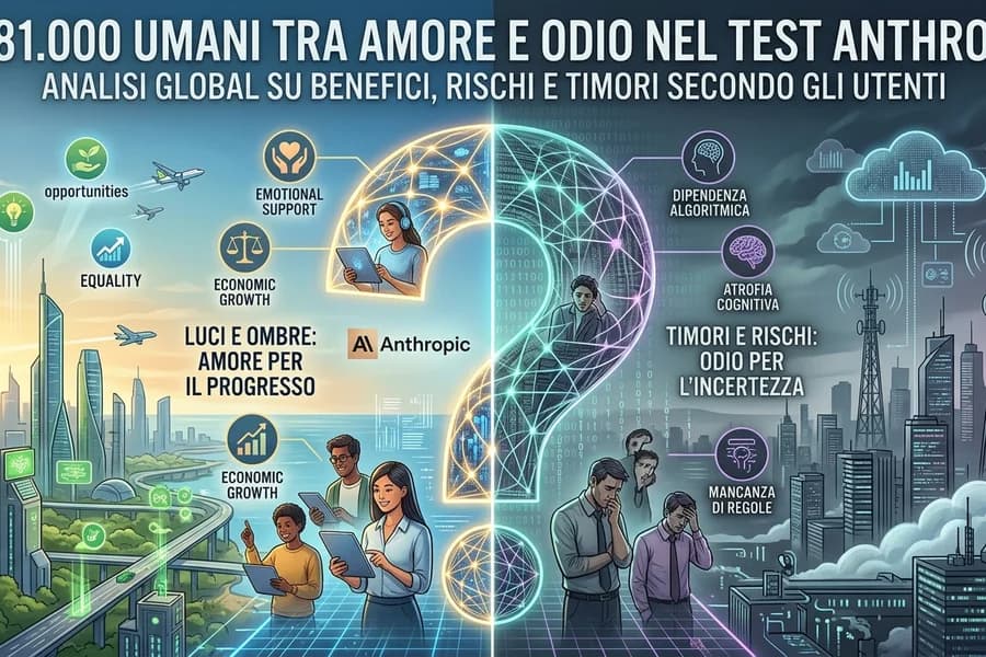 Infografica sui risultati di un test Anthropic che coinvolge persone e chatbot IA.