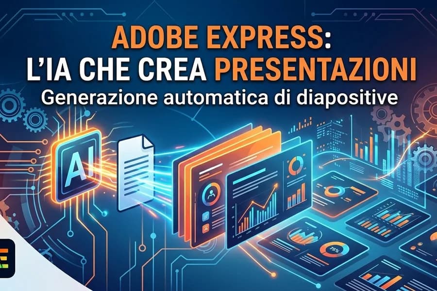 Illustrazione di Adobe Express che genera automaticamente diapositive e presentazioni.