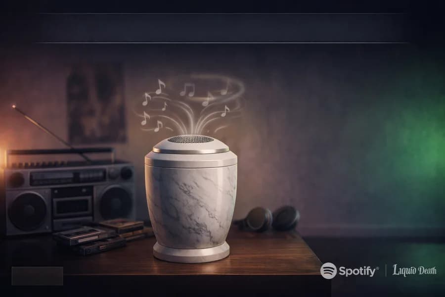 Tazza di caffè fumante e radio su un tavolo, nella copertina di una playlist postuma.