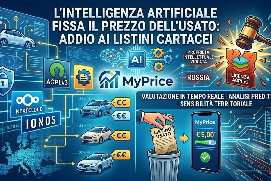 Infografica sui prezzi delle auto usate stabiliti dall'intelligenza artificiale e dai listini.