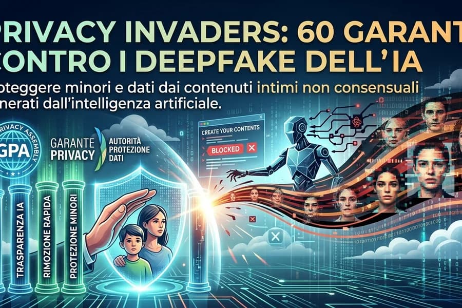 Infografica sui deepfake e le iniziative di sessanta autorità di protezione dei dati.