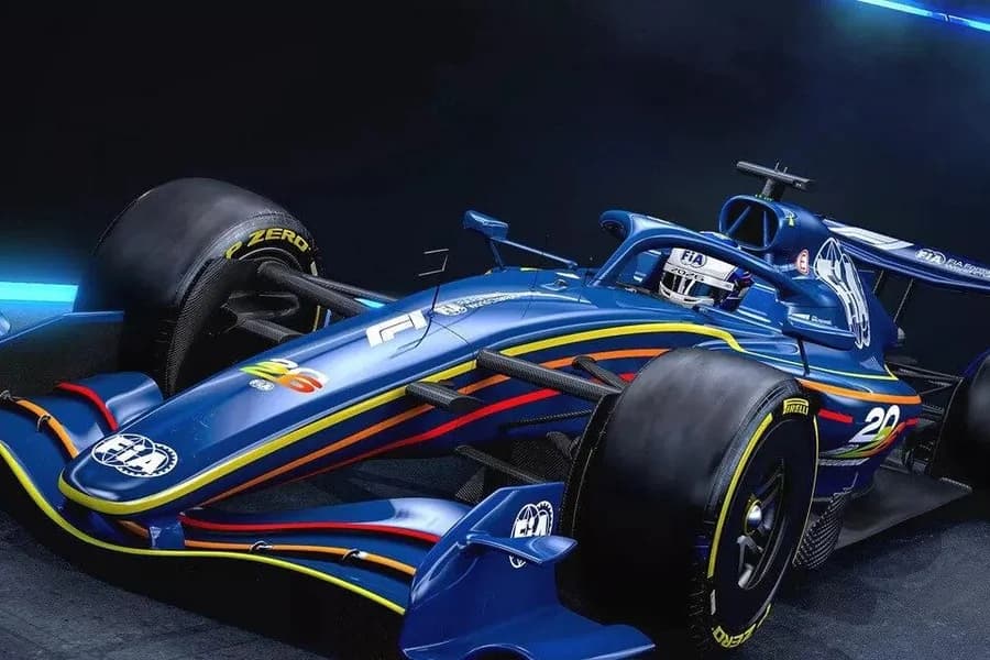 Monoposto di Formula 1 blu e nera in un'immagine dedicata alla stagione 2026.