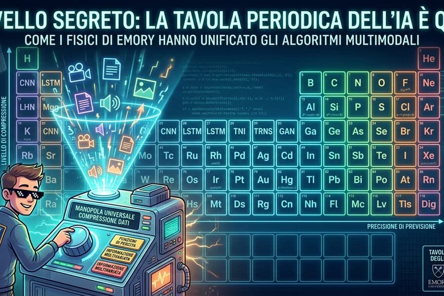 Tavola grafica di categorie di intelligenza artificiale ispirata alla tavola periodica.