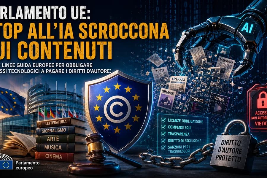 Infografica del Parlamento europeo e dei contenuti online usati dai sistemi di intelligenza artificiale.